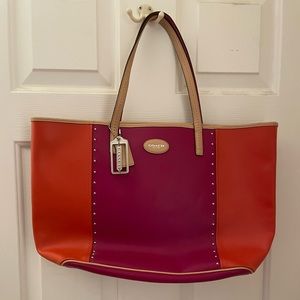 Coach Pink And Orange Large Purse